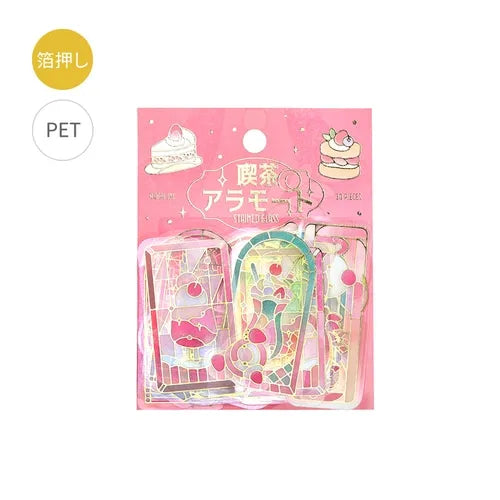 BGM Cafe A La Mode Stained Glass Foil-stamped Clear Sticker - Red - Default Title by Techo Treats Stationery