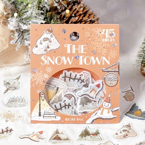 BGM Cafe A La Mode Winter Limited Foil-stamped Flake Seal - Snowy Town - Default Title by Techo Treats Stationery