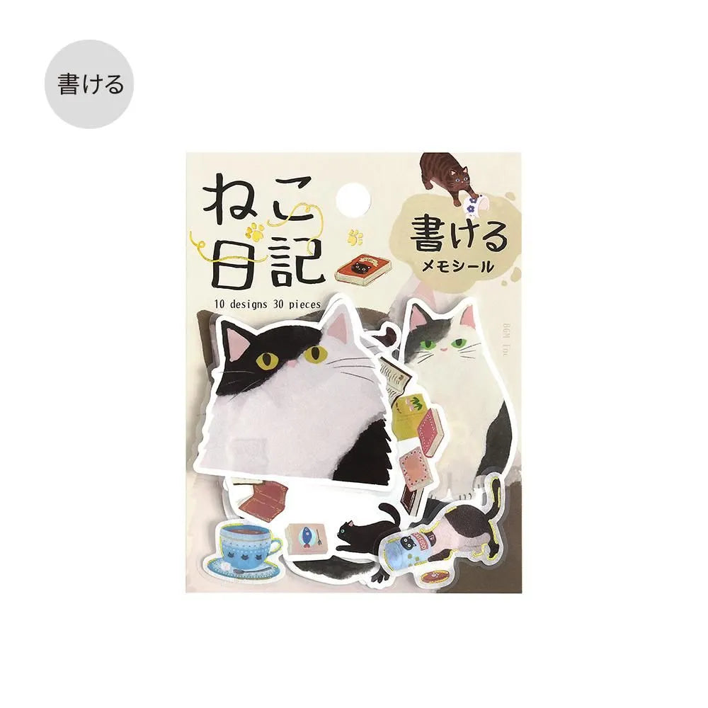 BGM Cat Diary Writable Memo Stickers - Black