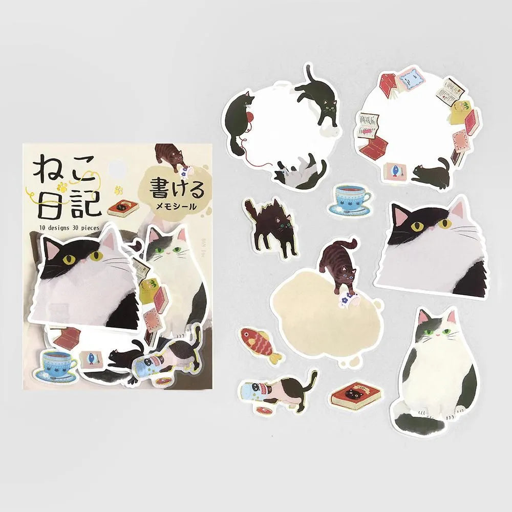 BGM Cat Diary Writable Memo Stickers - Black