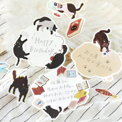 BGM Cat Diary Writable Memo Stickers - Black