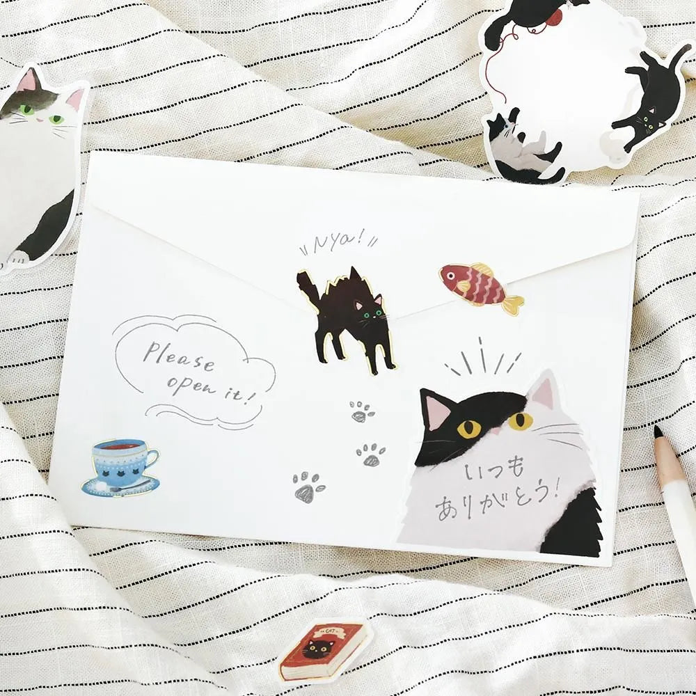 BGM Cat Diary Writable Memo Stickers - Black