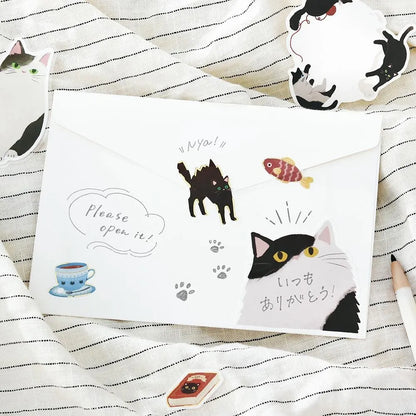 BGM Cat Diary Writable Memo Stickers - Black