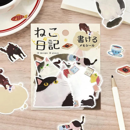 BGM Cat Diary Writable Memo Stickers - Black