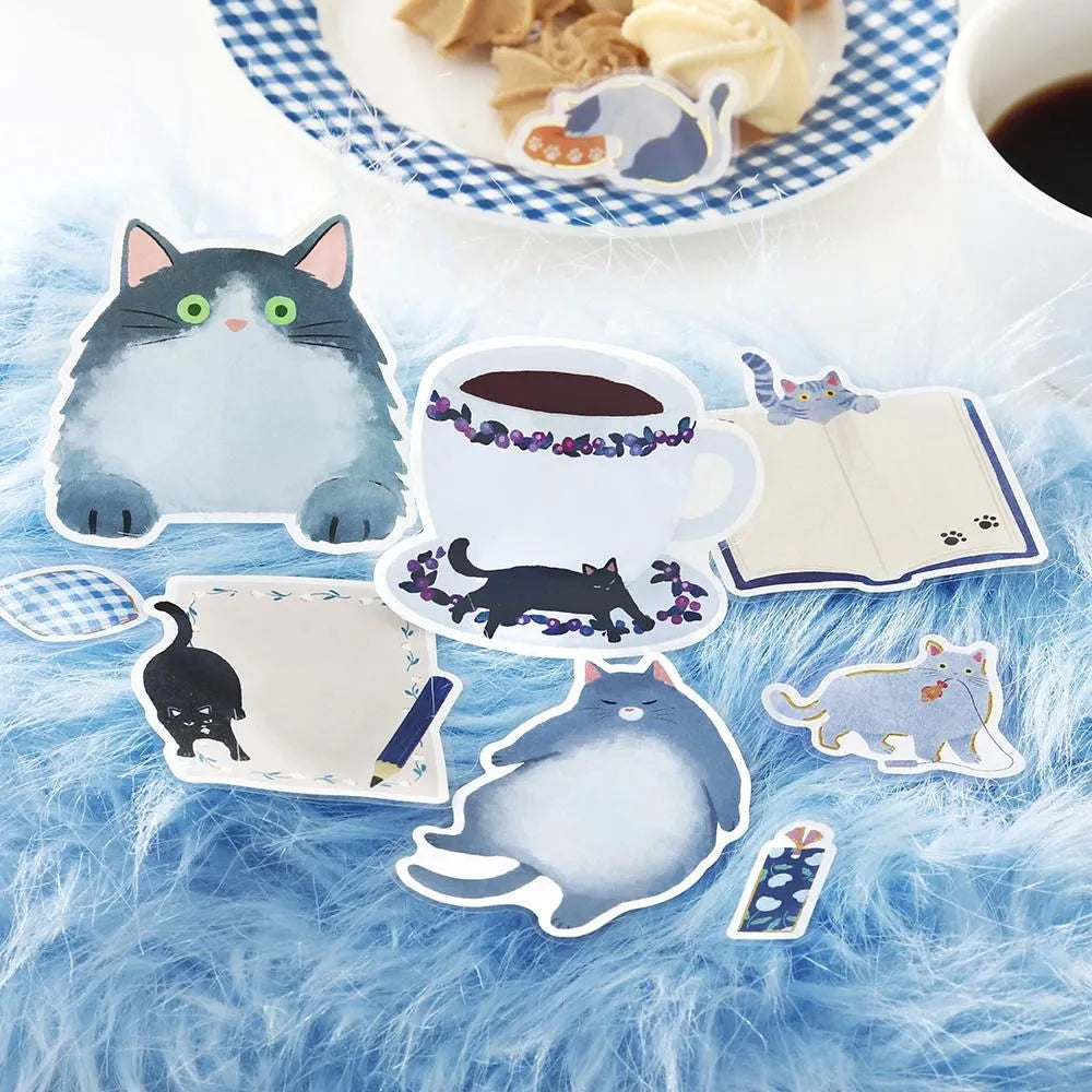 BGM Cat Diary Writable Memo Stickers - Blue