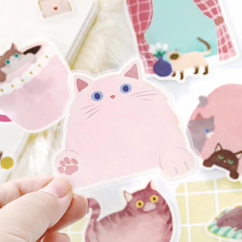 BGM Cat Diary Writable Memo Stickers - Pink
