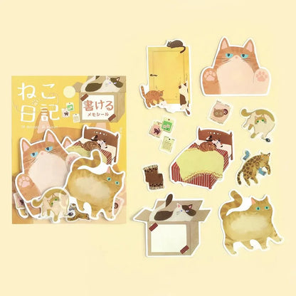 BGM Cat Diary Writable Memo Stickers - Yellow