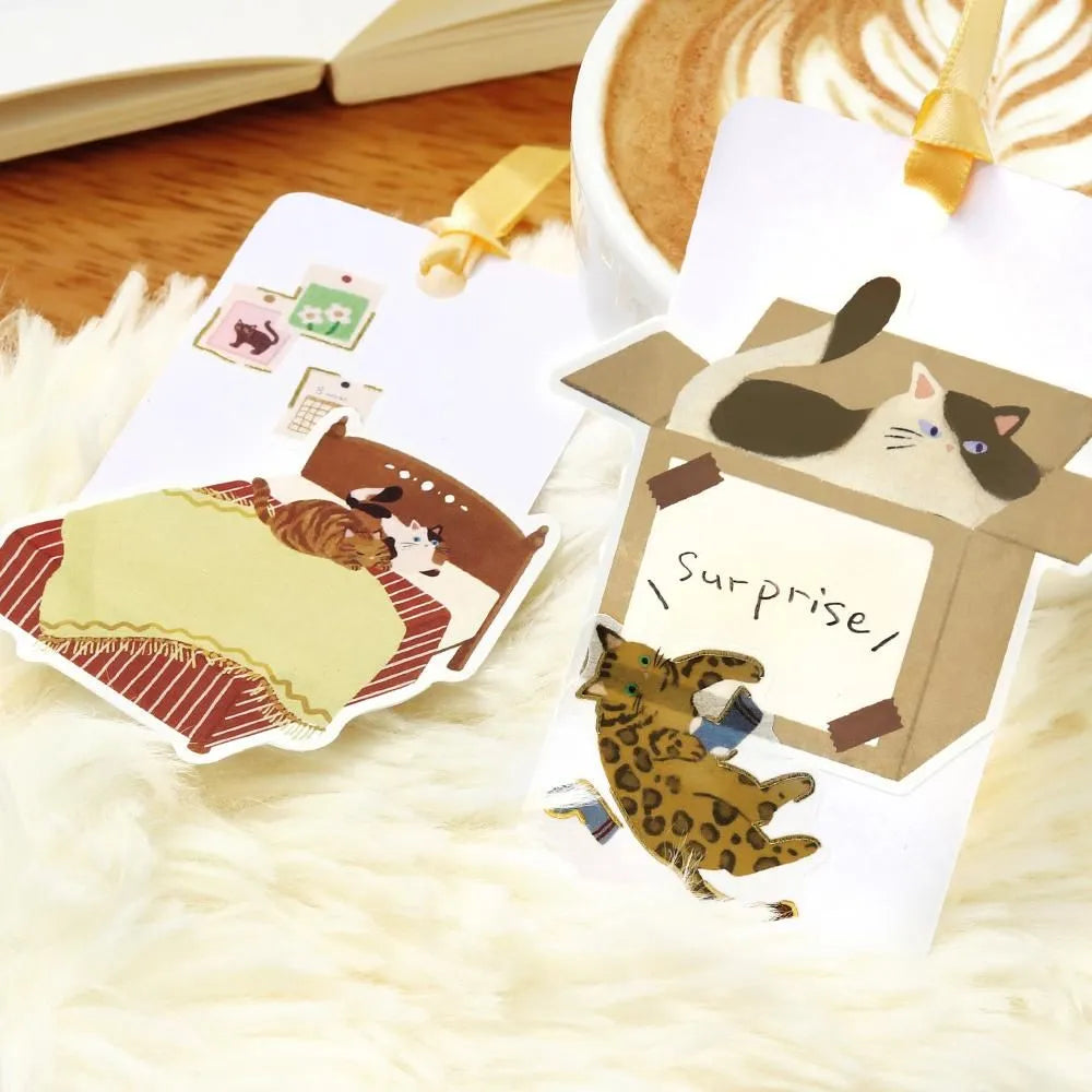 BGM Cat Diary Writable Memo Stickers - Yellow