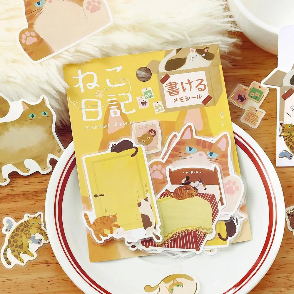BGM Cat Diary Writable Memo Stickers - Yellow