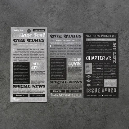 BGM Collage Seal Foil-stamped Planner Sticker - Newspaper - Default Title by Techo Treats Stationery