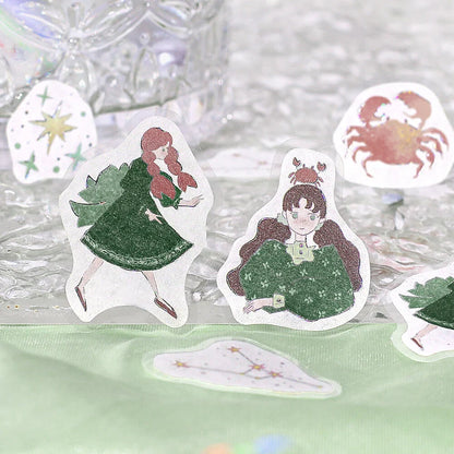 BGM Constellation Girls Foil-stamped Flake Seal - Taurus &amp; Gemini &amp; Crab - Default Title by Techo Treats Stationery