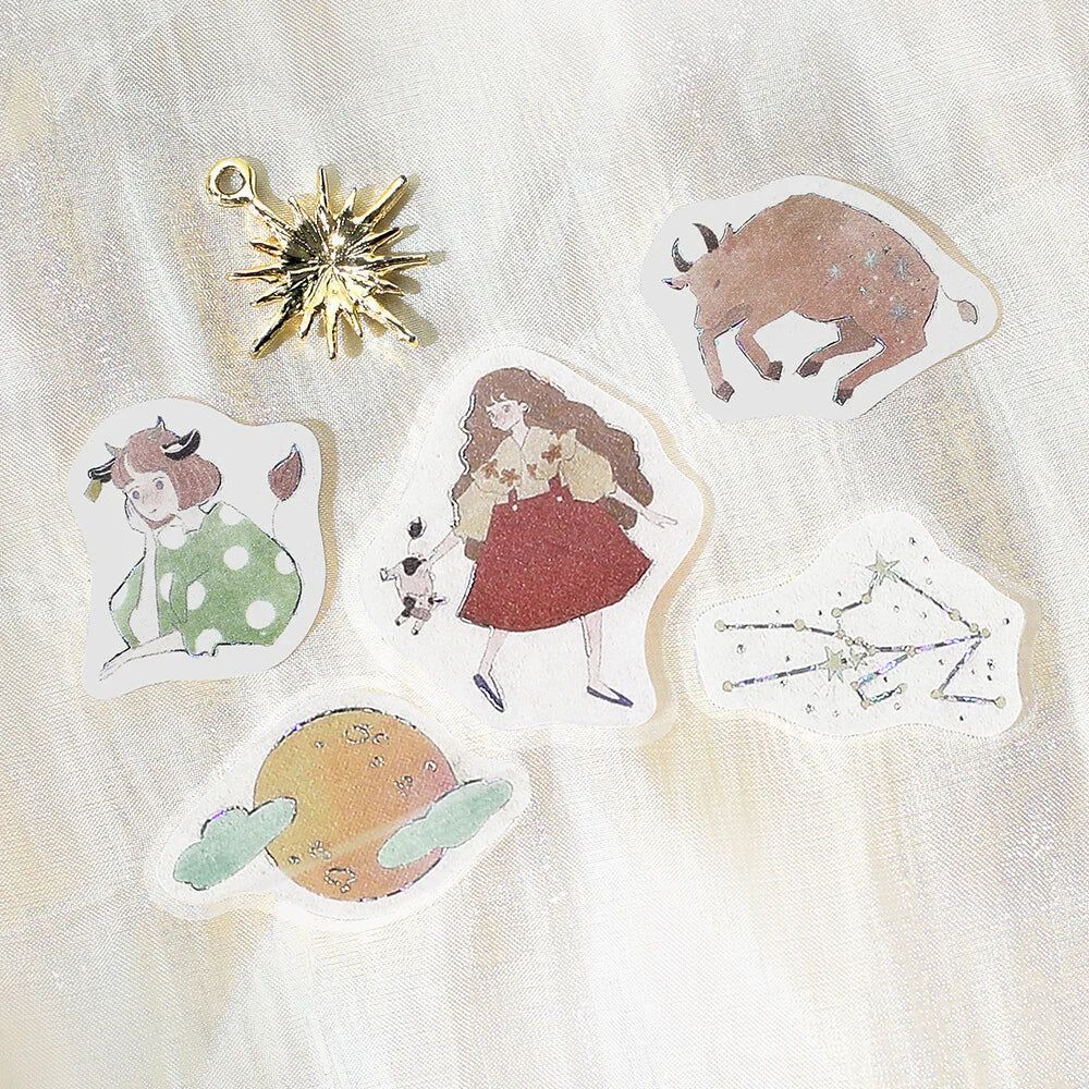 BGM Constellation Girls Foil-stamped Flake Seal - Taurus &amp; Gemini &amp; Crab - Default Title by Techo Treats Stationery
