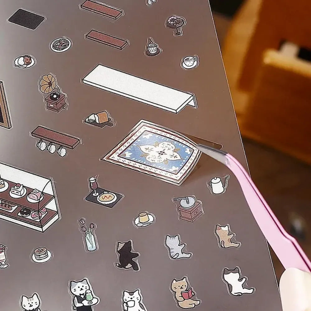 BGM Diorama 2.5D Miniature Room Sticker Vol.1 - Cafe - Default Title by Techo Treats Stationery