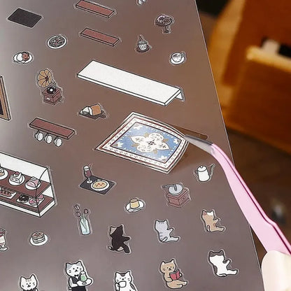 BGM Diorama 2.5D Miniature Room Sticker Vol.1 - Cafe - Default Title by Techo Treats Stationery