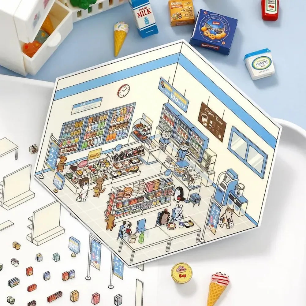 BGM Diorama 2.5D Miniature Room Sticker Vol.1 - Convenience Store