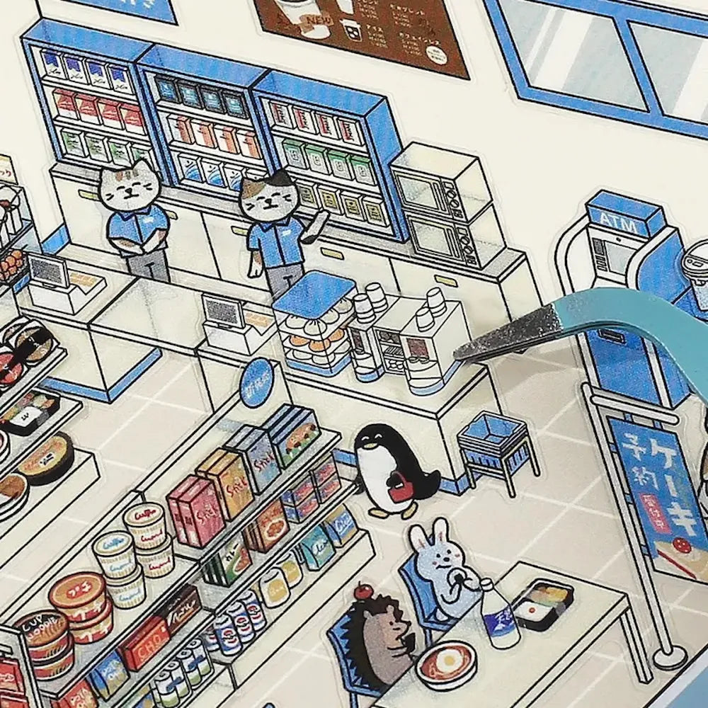 BGM Diorama 2.5D Miniature Room Sticker Vol.1 - Convenience Store - Default Title by Techo Treats Stationery