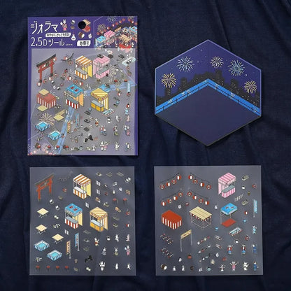 BGM Diorama 2.5D Miniature Room Sticker Vol.1 - Festival - Default Title by Techo Treats Stationery