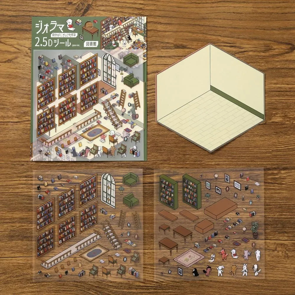 BGM Diorama 2.5D Miniature Room Sticker Vol.2 - Library