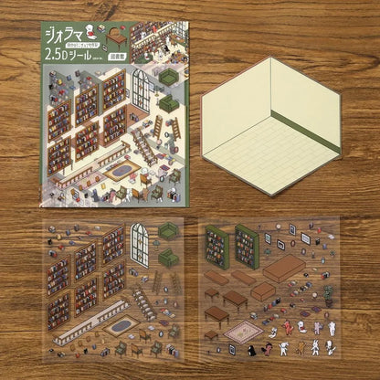 BGM Diorama 2.5D Miniature Room Sticker Vol.2 - Library