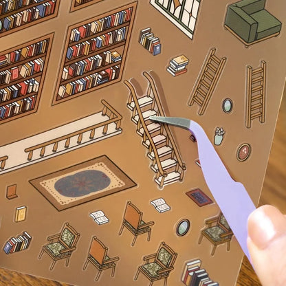 BGM Diorama 2.5D Miniature Room Sticker Vol.2 - Library