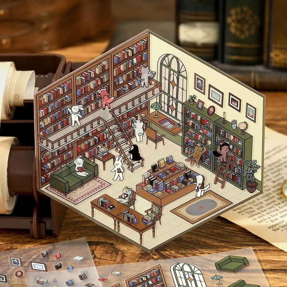 BGM Diorama 2.5D Miniature Room Sticker Vol.2 - Library