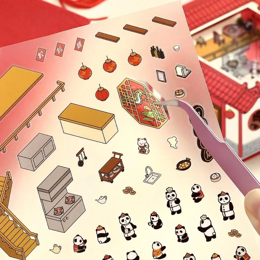 BGM Diorama 2.5D Miniature Room Sticker Vol.3 - Chinese Cuisine - Default Title by Techo Treats Stationery
