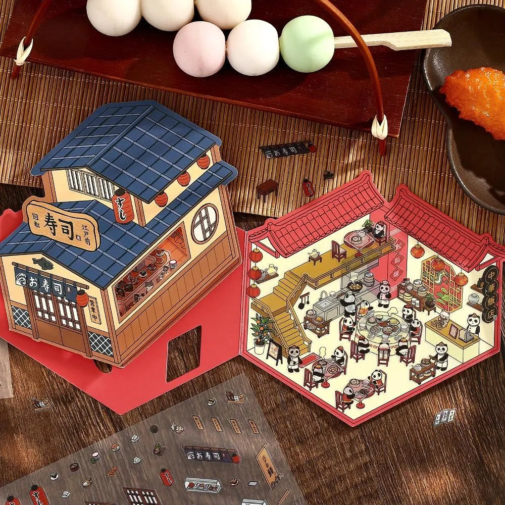 BGM Diorama 2.5D Miniature Room Sticker Vol.3 - Chinese Cuisine - Default Title by Techo Treats Stationery