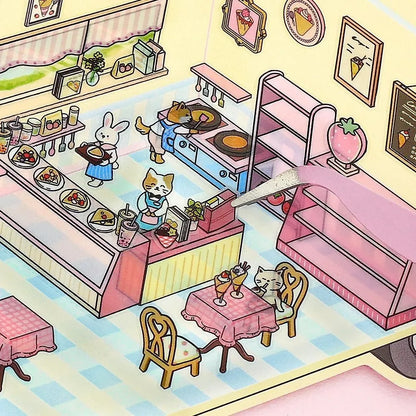 BGM Diorama 2.5D Miniature Room Sticker Vol.3 - Crêperie - Default Title by Techo Treats Stationery