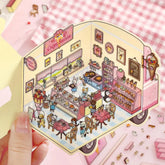 BGM Diorama 2.5D Miniature Room Sticker Vol.3 - Crêperie - Default Title by Techo Treats Stationery