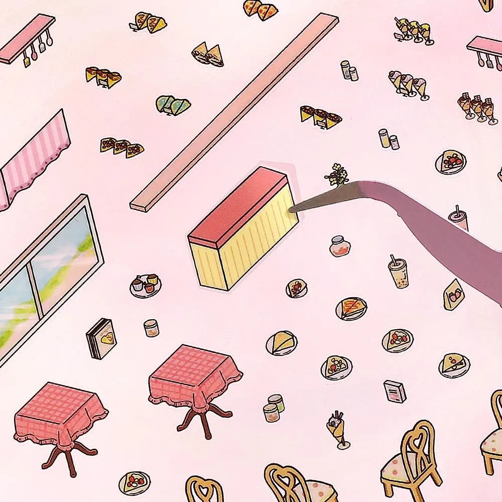 BGM Diorama 2.5D Miniature Room Sticker Vol.3 - Crêperie - Default Title by Techo Treats Stationery