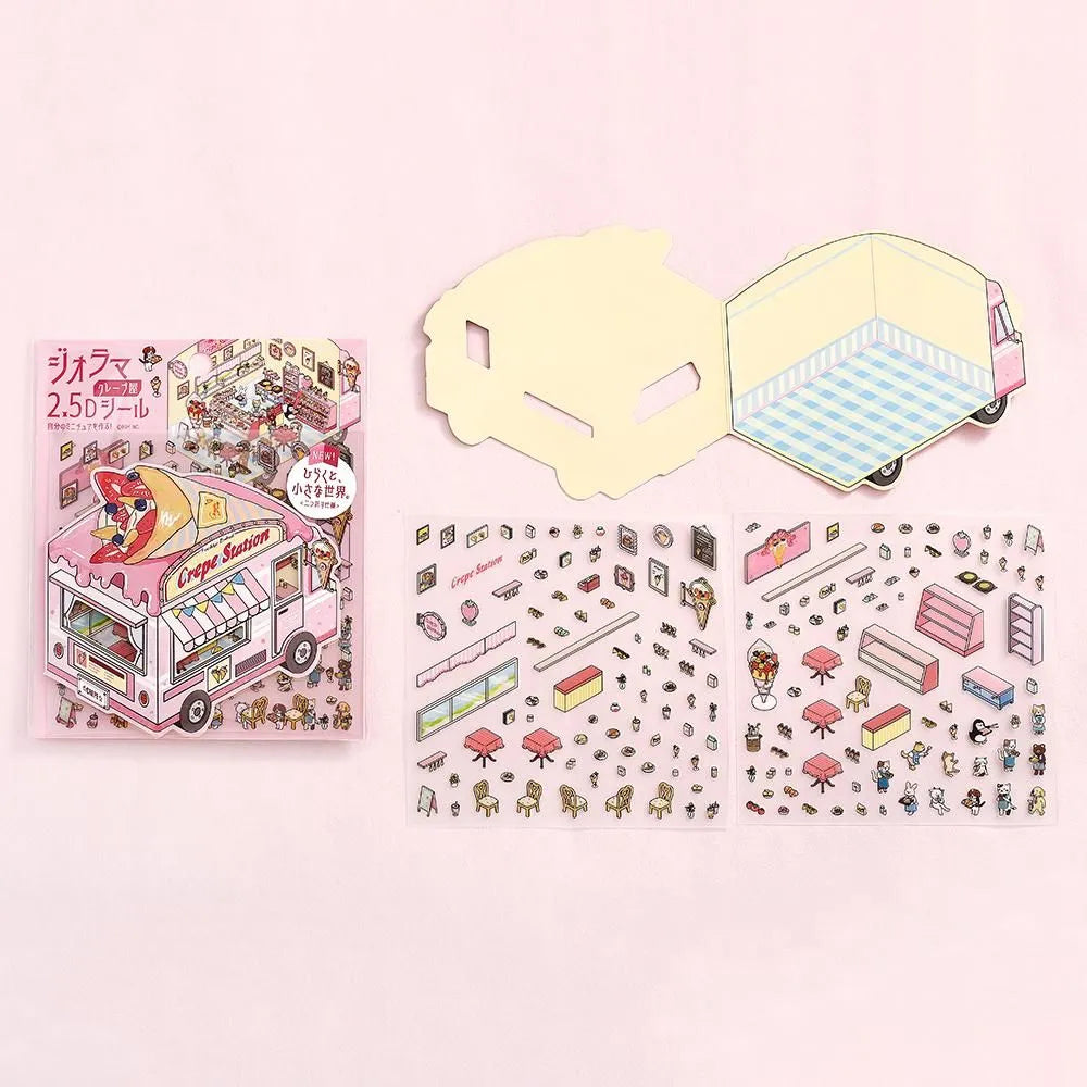 BGM Diorama 2.5D Miniature Room Sticker Vol.3 - Crêperie - Default Title by Techo Treats Stationery