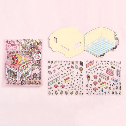 BGM Diorama 2.5D Miniature Room Sticker Vol.3 - Crêperie - Default Title by Techo Treats Stationery