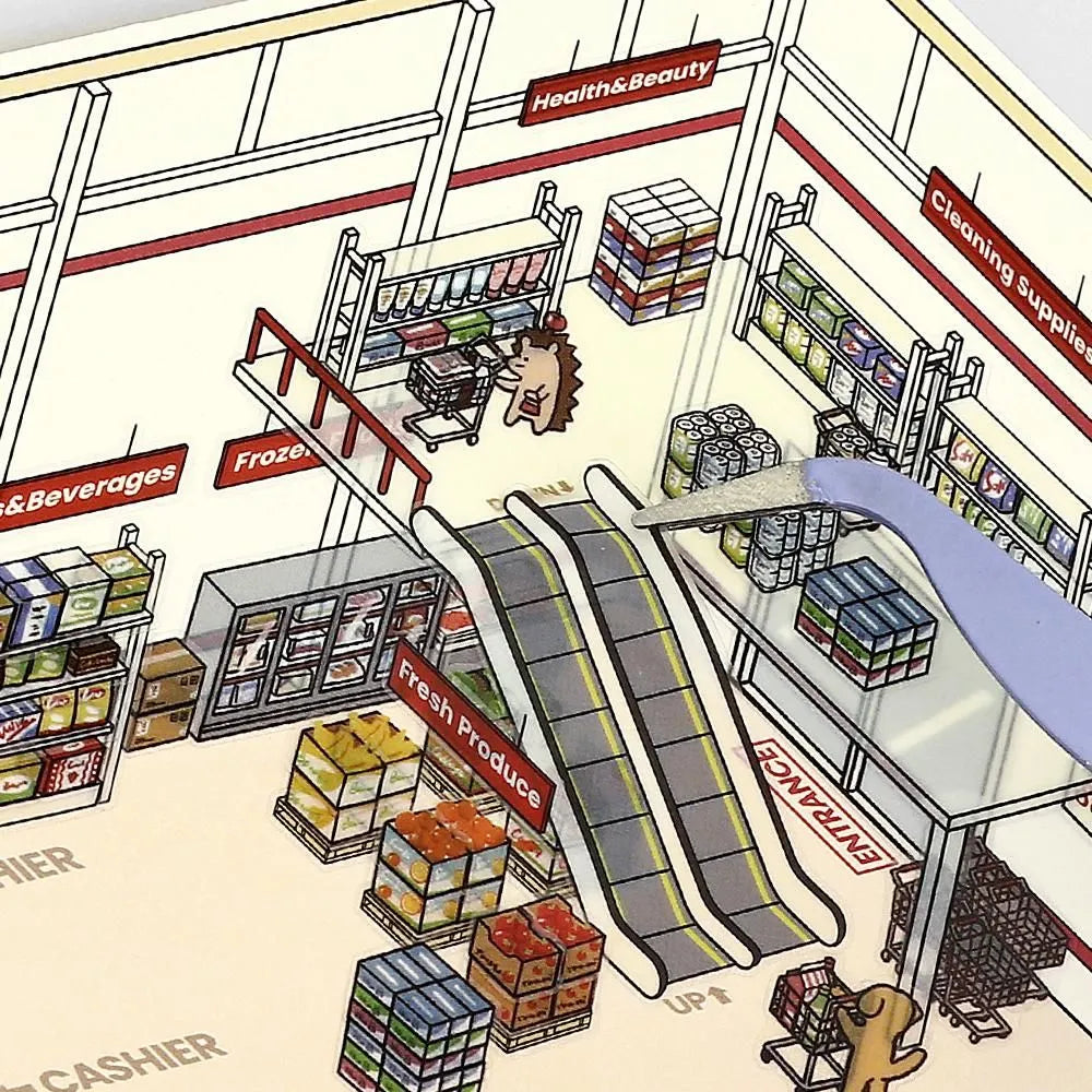BGM Diorama 2.5D Miniature Room Sticker Vol.3 - Supermarket - Default Title by Techo Treats Stationery