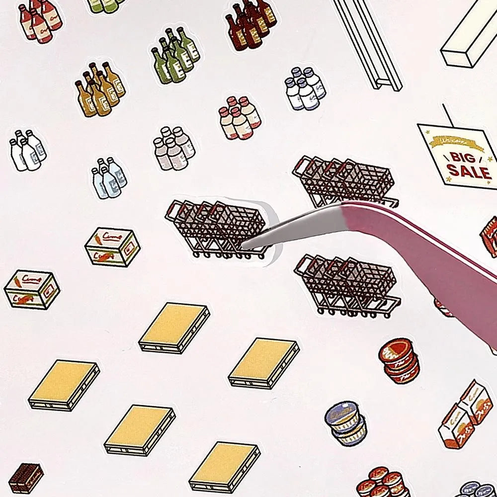 BGM Diorama 2.5D Miniature Room Sticker Vol.3 - Supermarket - Default Title by Techo Treats Stationery