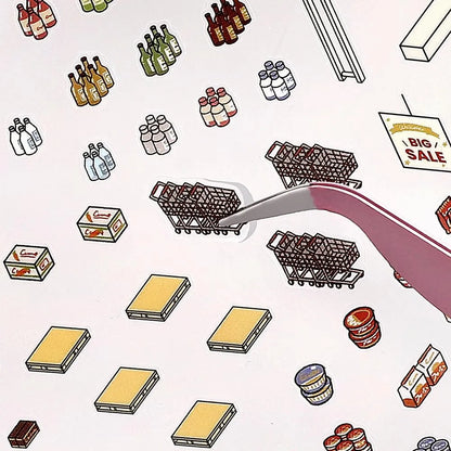 BGM Diorama 2.5D Miniature Room Sticker Vol.3 - Supermarket - Default Title by Techo Treats Stationery