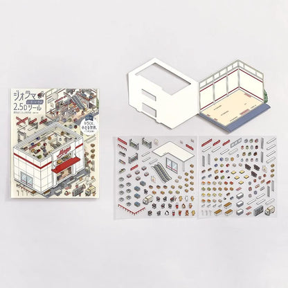 BGM Diorama 2.5D Miniature Room Sticker Vol.3 - Supermarket - Default Title by Techo Treats Stationery
