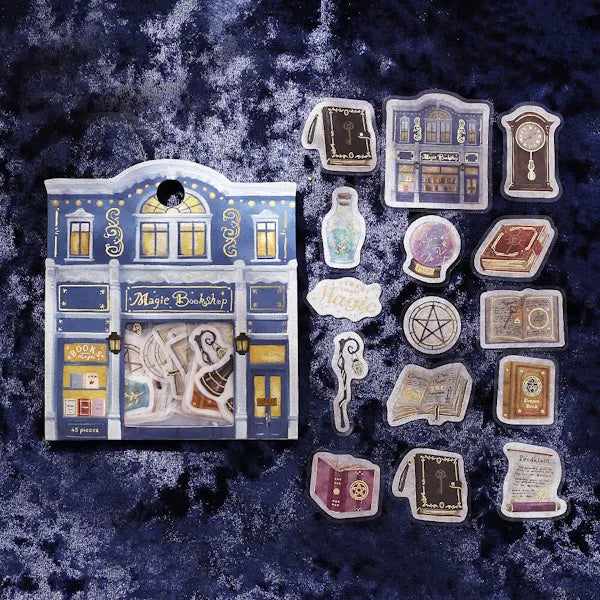 BGM Fantasy Shopping Arcade Foil-stamped Washi Flake Seal - Magic Bookstore - Default Title by Techo Treats Stationery