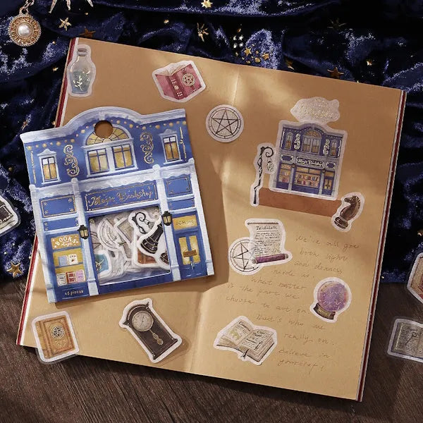 BGM Fantasy Shopping Arcade Foil-stamped Washi Flake Seal - Magic Bookstore - Default Title by Techo Treats Stationery