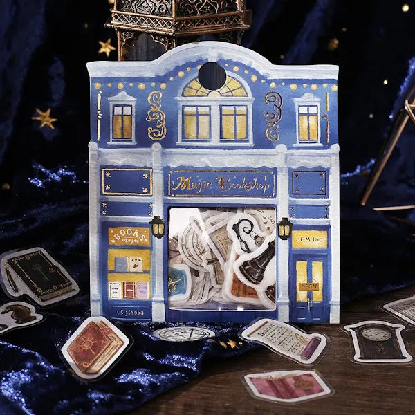 BGM Fantasy Shopping Arcade Foil-stamped Washi Flake Seal - Magic Bookstore - Default Title by Techo Treats Stationery