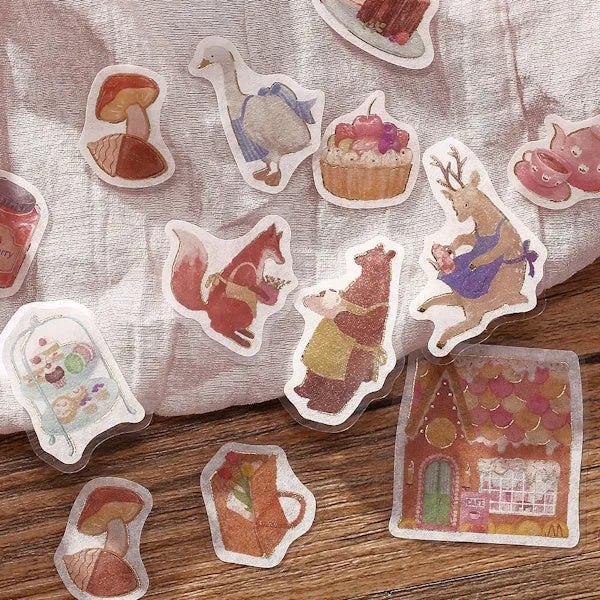 BGM Fantasy Shopping Arcade Foil-stamped Washi Flake Seal - Sweet Cafe - Default Title by Techo Treats Stationery