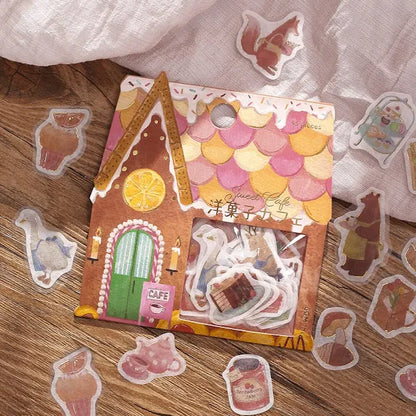 BGM Fantasy Shopping Arcade Foil-stamped Washi Flake Seal - Sweet Cafe - Default Title by Techo Treats Stationery