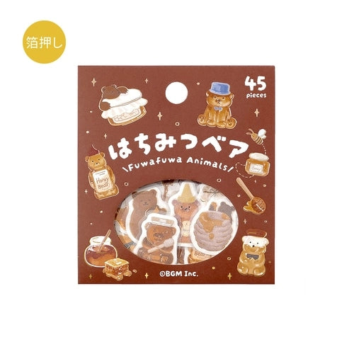 BGM Fluffy Animals Foil-stamped Flake Seal - Honey and Bear - Default Title by Techo Treats Stationery