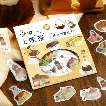 BGM Girl and Cafe Foil-stamped Flake Seal - Chocolate Milk - Default Title by Techo Treats Stationery