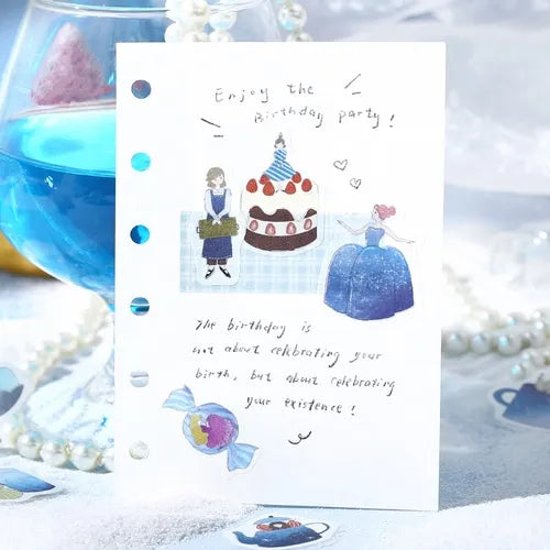 BGM Girl and Cafe Foil-stamped Flake Seal - Deep Sea Soda - Default Title by Techo Treats Stationery