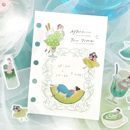 BGM Girl and Cafe Foil-stamped Flake Seal - Melon Cream - Default Title by Techo Treats Stationery