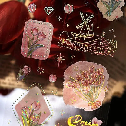 BGM IRIDE Aurora Foil Clear Sticker Vol.1 - Language of Flowers - Default Title by Techo Treats Stationery