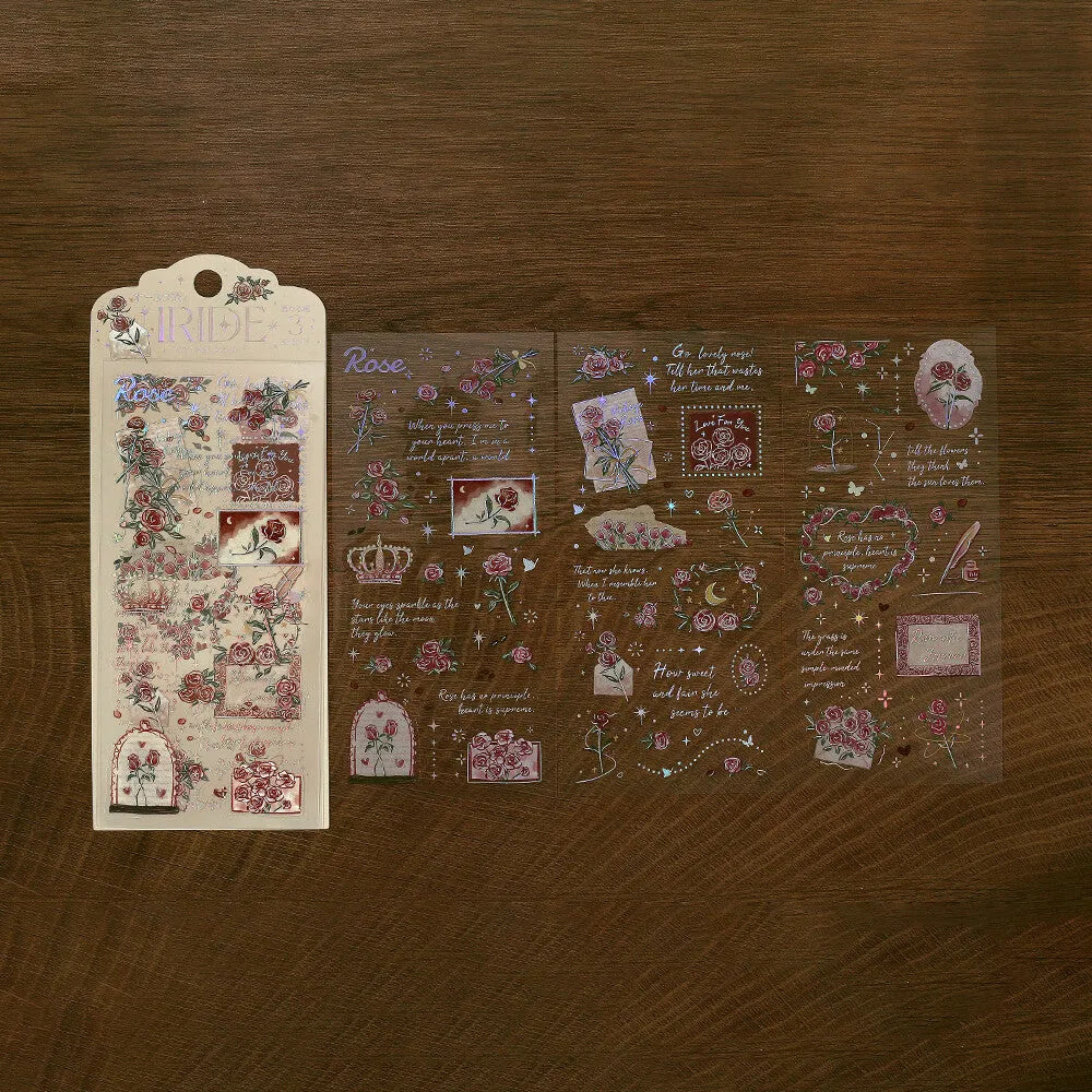 BGM IRIDE Aurora Foil Clear Sticker Vol.2 - Rose - Default Title by Techo Treats Stationery