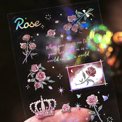 BGM IRIDE Aurora Foil Clear Sticker Vol.2 - Rose - Default Title by Techo Treats Stationery
