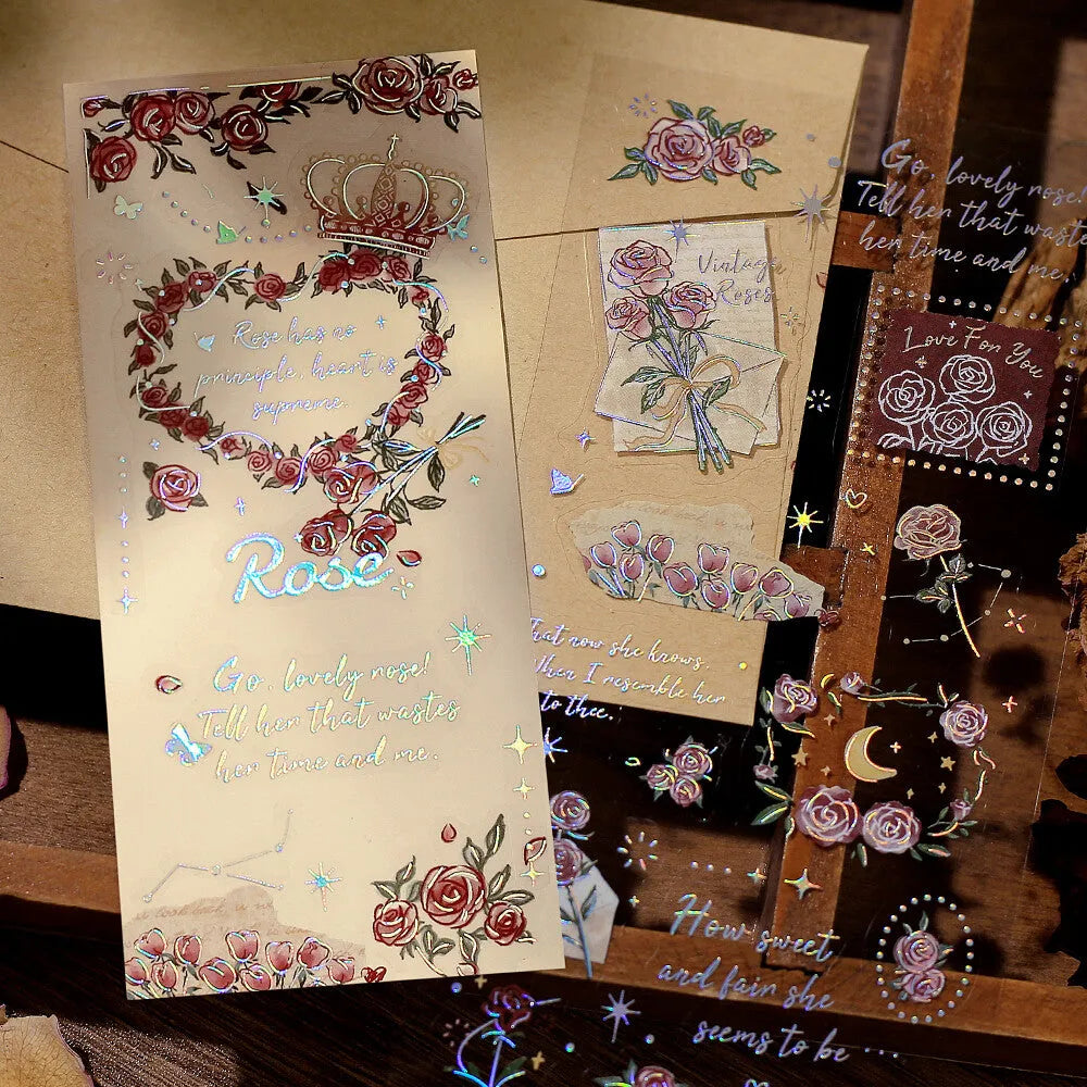 BGM IRIDE Aurora Foil Clear Sticker Vol.2 - Rose - Default Title by Techo Treats Stationery