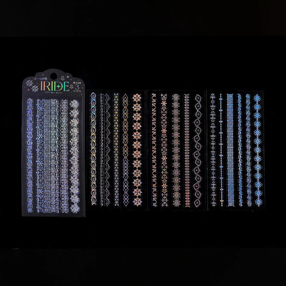 BGM IRIDE Aurora Foil Clear Sticker Vol.2 - Vintage Lines - Default Title by Techo Treats Stationery